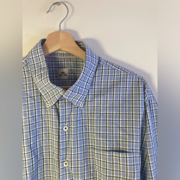 Peter Millar Crown Shirt XL Long Sleeve Button Down Blue Green Plaid Collared - Picture 5 of 7